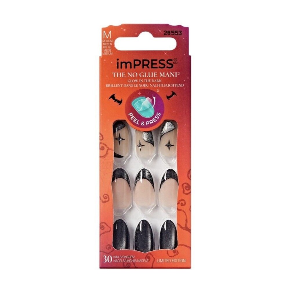 imPRESS No Glue Mani Limited Ed. Halloween Press On Glow Nails " Haunt Mess"